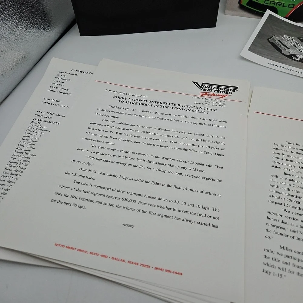 Vintage Nascar Press Kit Interstate Batteries Racing Bobby Labonte Media Guide